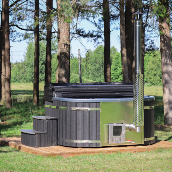 Hot Tub aus Acryl mit integriertem Holzofen konfigurierbar 200x200 (Basic) – Bild 3