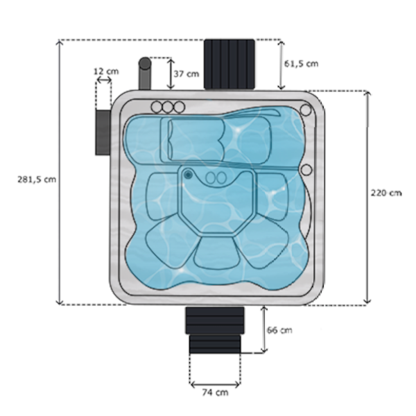 Whirlpool Hot Tub aus Acryl mit integriertem Holzofen konfigurierbar 220x220 (Premium MON) – Bild 3