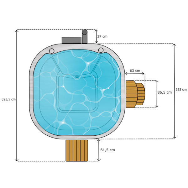 Whirlpool Hot Tub aus Acryl mit integriertem Holzofen konfigurierbar 210x210 (Premium AND) – Bild 4