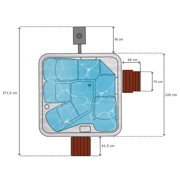 Hot Tub / Whirlpool Acrylwanne Premium Line Komplettset 200x200cm (2x2m) mit Aussenofen (CUB) – Bild 3
