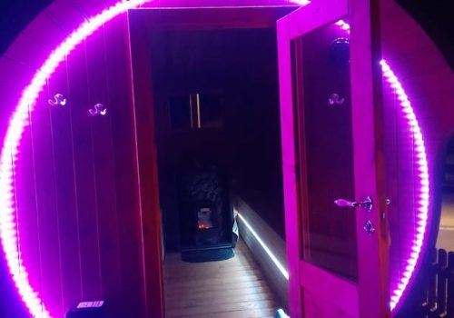 Sauna mit LED EIngang